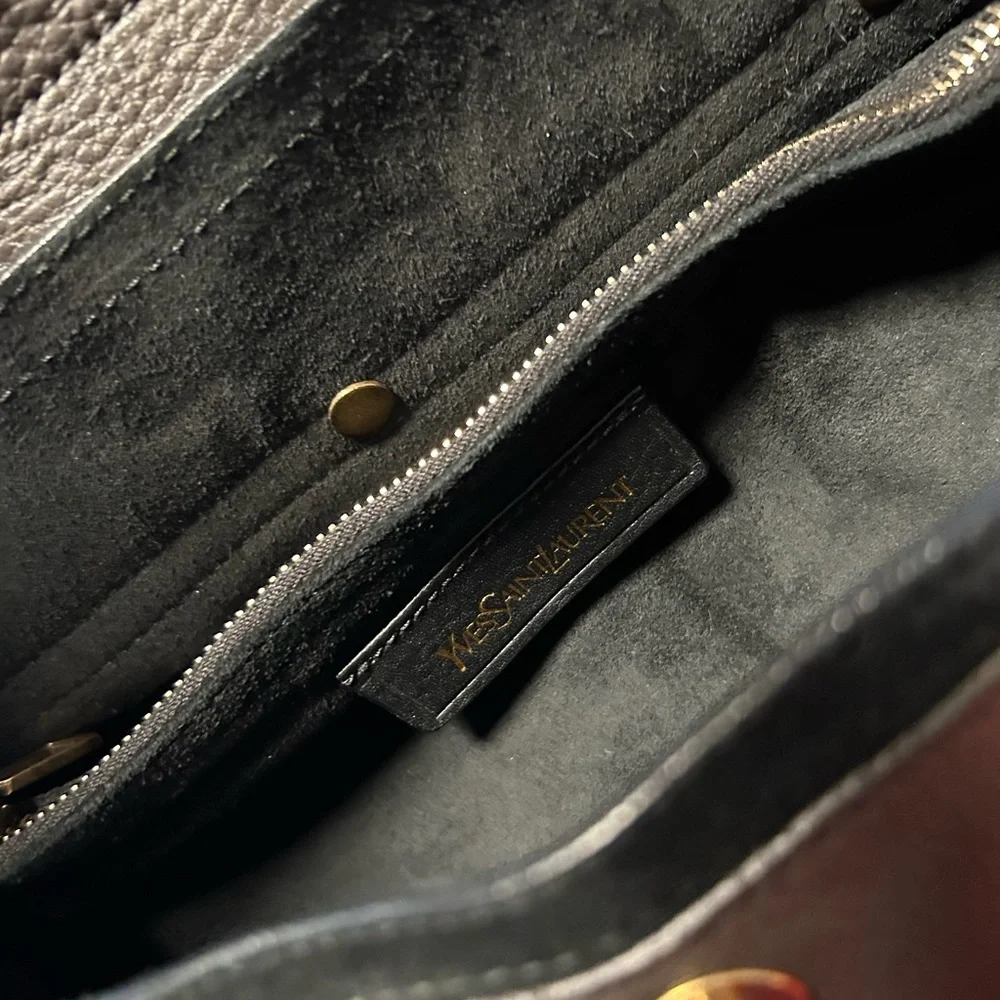 YSL Muse Leopard Print Flap Black Leather Handbag - Picture 8 of 9